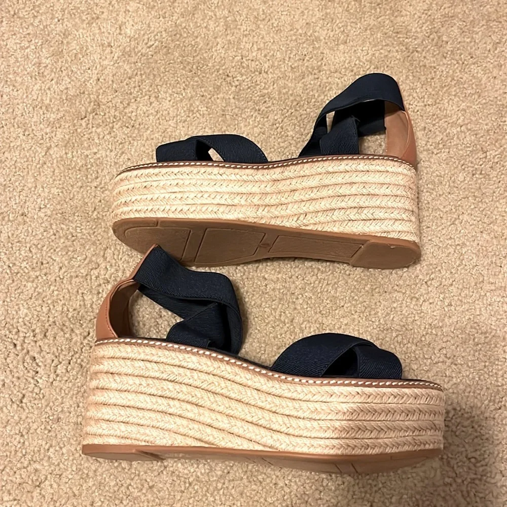 Tory Burch Frieda Platform Wedge Espadrille Sandals Size 7.5 - Picture 2 of 7
